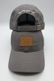 The Great Dane - Gray Baseball Cap with Brown Leather Patch