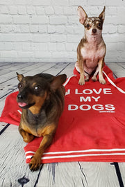 I LOVE MY DOG(S) LADIES LOUNGE HOODIE (retro red)