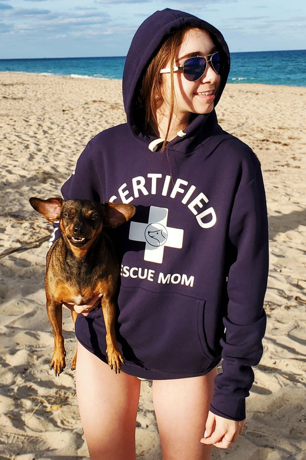 CERTIFIED Rescue Mom (blue hoodie)