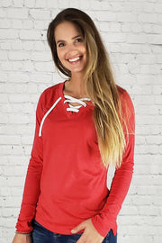 VUCJAK edition - Do Good Lace-Up Long Sleeve Tee (red)
